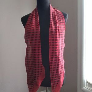 Vintage Evan Picone XIIX Collection Ltd Red & Black Checked Silk Scarf |…